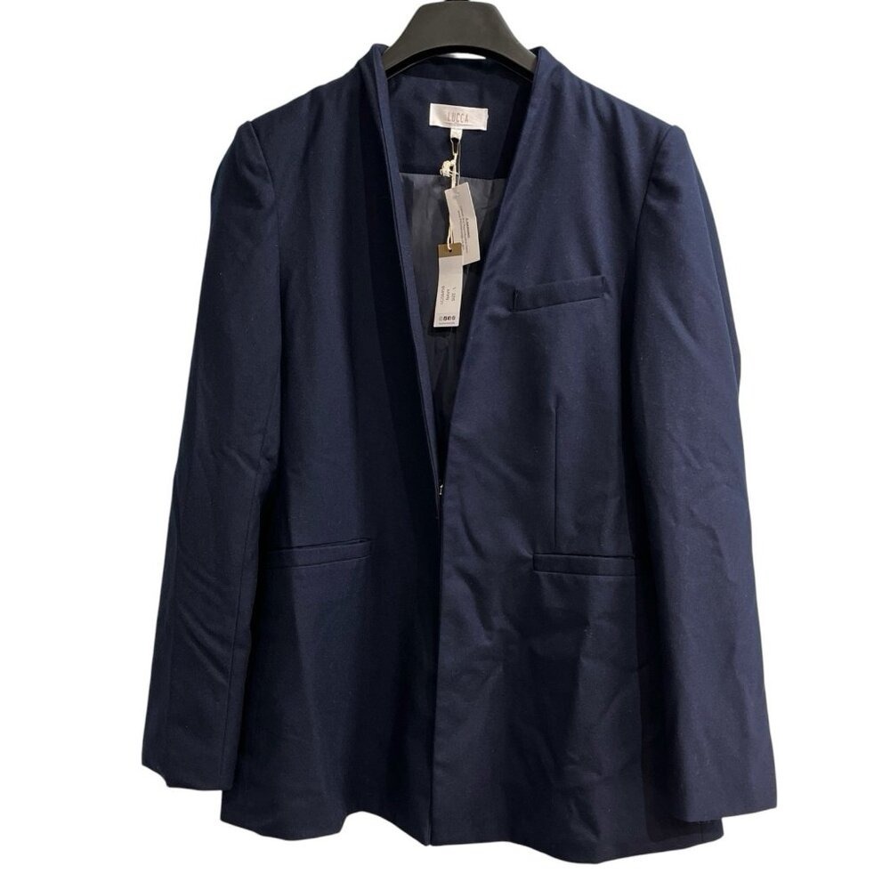 Lucca Iris Blazer Navy Blue Jacket Womens L Capsule Neutral Office Career